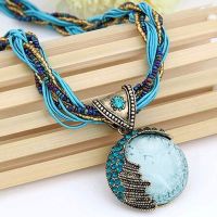 Women Jewelry Gem Crystal Multi Layer Beads Chain Handmade Bohemia Style Retro Necklace