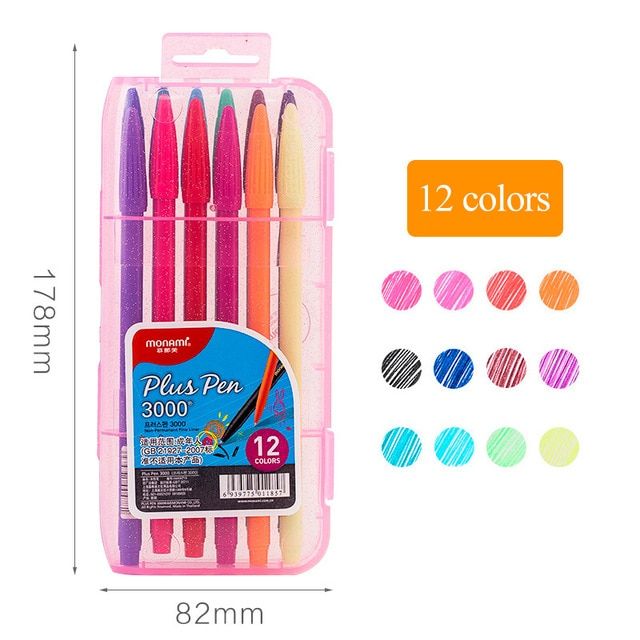 ปากกาหมึกเจลน้ำ-monami-12-24-36สีทำรายงานด้วยมือตะขอแนวเส้นปากกาสำหรับเขียน-กราฟฟิตี-โน้ตเครื่องเขียนปากกา3000