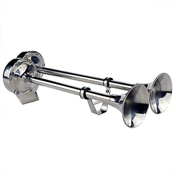 marine-dual-horn-horn-marine-stainless-steel-electric-horn-18-1-2-inch-12v-dual-double-tube-horn-flute-horn-afi-silver