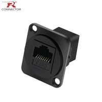 ¤☍ 1PC RJ45 Connector CAT.6 D type 8P8C Metal Shell Copper Pins Panel Mount Chassis RJ45 Female Socket Network Connector