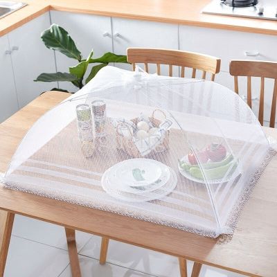 White Mesh Folding Food Cover Portable Fly Cover Indoor Outdoor BBQ Block Flies Cover Food Umbrella Kitchen Tool