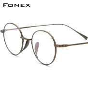 FONEX Gọng Kính Titan Kính Mắt Quang Học Cận Thị Tròn Cổ Điển Cho Nam Kính