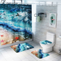 Bathroom Rug Set with Waterproof Shower Curtain Bathroom Decoration Bath Mats Set Bathroom Car Rugs Toilet Mat Foot Mat