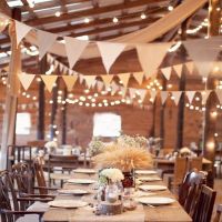 【CW】 13 Flags Bunting Banner Jute Rustic Hessian Burlap Garland Wedding Baby Shower Party Decoration