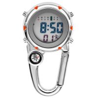 2X Clip on Carabiner Digital Watch Luminous Sports Watches Carabiner Watch for Hikers Mountaineering Outdoor Orange