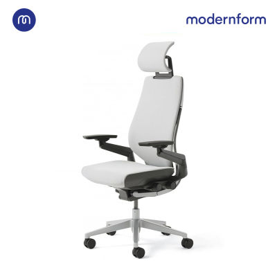 Modernform เก้าอี้ Steelcase ergonomic รุ่น Gesture พนักพิงสูง แบบWrap โครงเงิน หุ้มผ้าสีเทาอ่อน เก้าอี้เพื่อสุขภาพ
