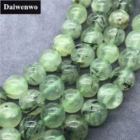 AAA Prehnite Beads 6-12mm Round Natural Loose Green Hair Quartz Stone Bead DIY