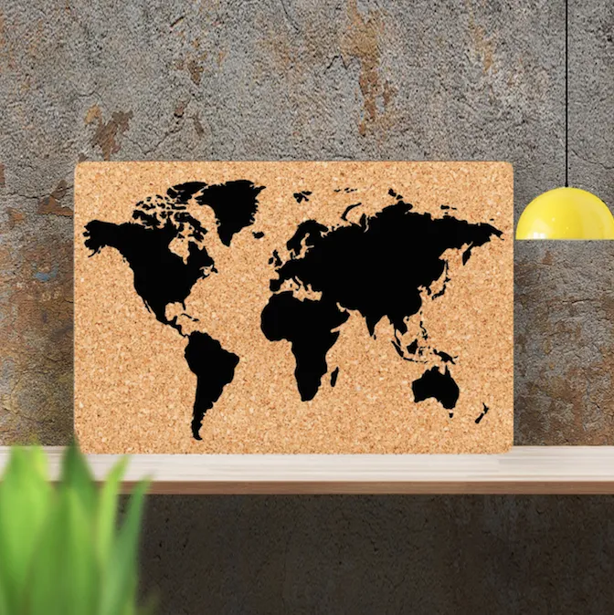 Cork World Map Pin Board Wall Art Black | Lazada PH