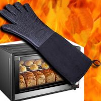 High Temperature Resistance Microwave Silicone Long Style Glove Insulated Heat Pot Clips Oven Gloves Kitchen BBQ Accessories Potholders  Mitts   Cozie