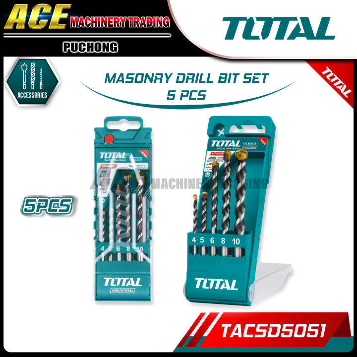 [ TOTAL ] 5pcs Masonry Drill Bit Set TACSD5051 Lazada
