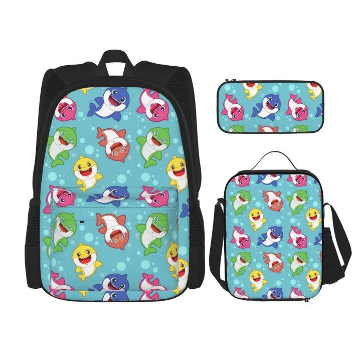 Baby Shark Children Backpack Set with Schoolbag Lunch Bag Pencil Case ...