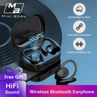 Mini Born TWS หูฟังไร้สายBluetooth 5.3 เอียร์บัด HIFI หูฟังชนิดใส่ในหู เอียร์บัดกันน้ำแบบสปอร์ต หูฟังเกี่ยวหู จอแสดงผลพลังงานและชุดหูฟัง HD โทร