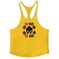 Mens No Pain No Gain Sleeveless Tshirt Gym Vest Tee Sando