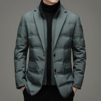 Top Grade Man Down Jacket 2023 New Arrival Men Business Casual Classic Suit Collar 90% Gery Duck Down Coat Keep Warm parkas