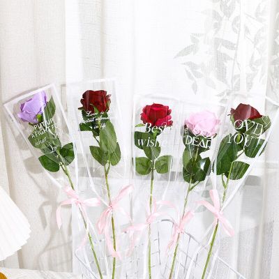 50pcs Single Flower Bag Bouquet Packaging Rose Waterproof Flower Bag Wrapping Material Valentines Day Gift Packaging Gift Wrapping  Bags