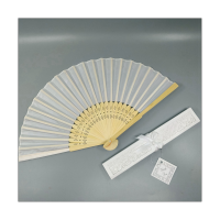 20Pcs Carving White Folding Elegant Silk Hand Fans Wedding 6 Inches Cloth Small Fans Multicolor Box Pack