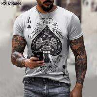 2021 Summer Anime Mens T-Shirt Street Punk Poker Ace of Spades Clothes 3D Printing Street Fashion Oversize Short-Sleeved Shirts