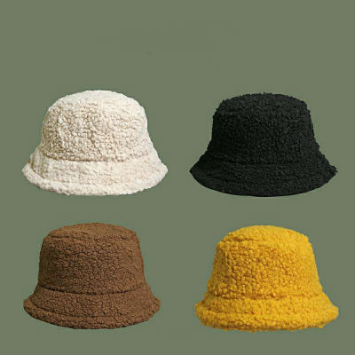 หมวกทรงถังสไตล์เกาหลีสำหรับผู้หญิง2021,หมวกตกปลาที่แข็งแรงลายกราฟฟิตีหมวกขนแกะสำหรับฤดูใบไม้ร่วงฤดูหนาวหมวกปานามาให้ความอบอุ่นกลางแจ้งสำหรับผู้หญิง