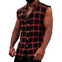 Mens Summer Fashion Casual Plaid Print Sleeveless T Shirt Vest Buckle Sanding 2022 Korean Style Mens Tank Tops Beach Vest