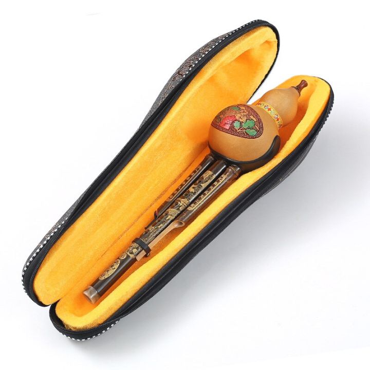 hulusi-น้ำเต้าไม้ไผ่ทำด้วยมือของจีนขลุ่ยน้ำเต้าเครื่องดนตรีชาติพันธุ์กุญแจของเล่น-c-พร้อมเคสสำหรับคนรักดนตรีมือใหม่
