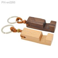 1pc Creative Lightweight Slim Design Wooden Mobile Phone Stand Holder Stand Pendant Keychain