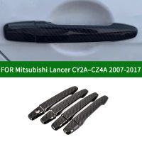 ปลอกมือจับประตูด้านข้างรถลายคาร์บอนไฟเบอร์อัจฉริยะสำหรับ Mitsubishi Lancer CY2A CZ4A กาแลนต์ฟอร์ติส IO EX 2007-2017