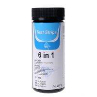 แถบทดสอบเครื่องวิเคราะห์คุณภาพน้ำ50ชิ้น6in 1กระดาษทดสอบ Ph คลอรีน Alkalinitrate ไนไตรท์ตู้ปลาแถบทดสอบค่า Ph