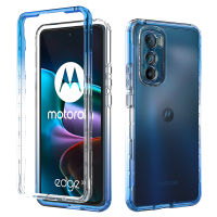 2 in 1 Gradient Color เคสใสสำหรับ Motorola Moto Edge 30 Edge 2022 Edge Plus 2022 30 Pro 20 Lite ฝาครอบป้องกันที่แข็งแกร่ง-Lianeur