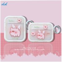 OKOK เคส AirPods รูปหมูบินสีชมพูสำหรับ AirPods 1 2 3 AirPods Pro 4 InPods 12 I12ชุดหูฟังหูฟังบลูทูธไร้สาย Gen 1 2 3ปลอกซิลิโคนฝาครอบป้องกันการกระแทกชั้นนำพร้อมจี้