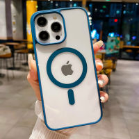 เคสอะคริลิคแข็งแบบใสสำหรับ Magsafe เคสโทรศัพท์ชาร์จไร้สายแม่เหล็กสำหรับ iPhone 15 Pro Max 15 Plus 14 Pro Max 13 12 Pro Max 11 Pro Max Mini X XS Max XR