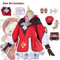 Genshin Klee Cosplay Одежда One Piece Bag Шапка Glasses Gloves Шарф Shorts Costumes Girls Game Sets Impact Project