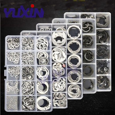 175Pcs150Pcs Set Black&amp;304 Stainless Steel Clamp Ring GB893 Circlips For A Hole Retaining Ring Bearing Hole Snap Ring Box Kit