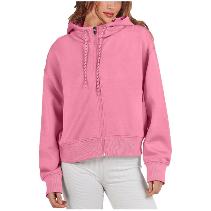 hoodie-for-women-lightweight-zip-up-jacket-plus-size-long-sleeve-hooded-sweatshirt-drawstring-slim-fit-basic-thin-coat-tops