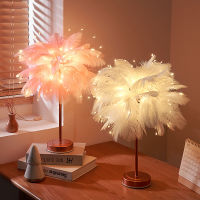 Bedroom LED Night Light Feather Table Lamp Bedside Lamp Modern Wedding Decoration Small Lantern Festive Gift Ins Girl Heart