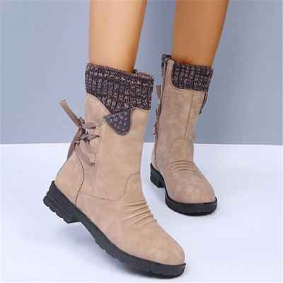 top●2020 Winter Women Mid-Calf Boots Fashion Suede Snow Boots Retro Zipper Warm Boots for Women Shoes Low-heeled Boots Botas Mujer