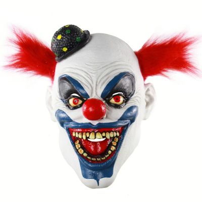 Halloween Scary Red Hair Clown Horror Latex Joker Mask Droll Costume Buffoon Headgear Cosplay