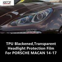 For PORSCHE MACAN 14-17 TPU Blackened,Transparent Headlight Protective Film, Headlight Protection,Film Modification