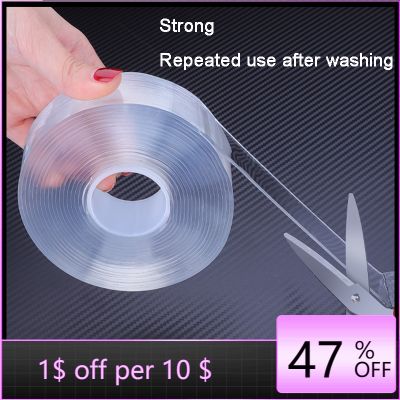 ✧﹍ 3 5M Transparent Reusable Double-Sided Adhesive Tape Nano Super Strong Home Face Loop Disks Tie Glue Gadget Removable Sticker