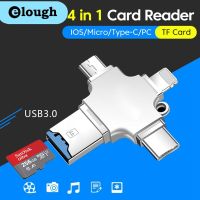 Elough 4 In 1 Pembaca Kartu USB 3.0 Ke Adaptor Tipe C USB Ke IOS Kartu TF Mikro Konverter OTG untuk PC iPhone Samsung Xiaomi Huawei