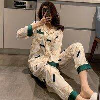 Man Women Silk Pajamas Suits Girls Spring Long-sleeve Thin Section Sweet Korean Version Silk Plus Size Home ClothesTH