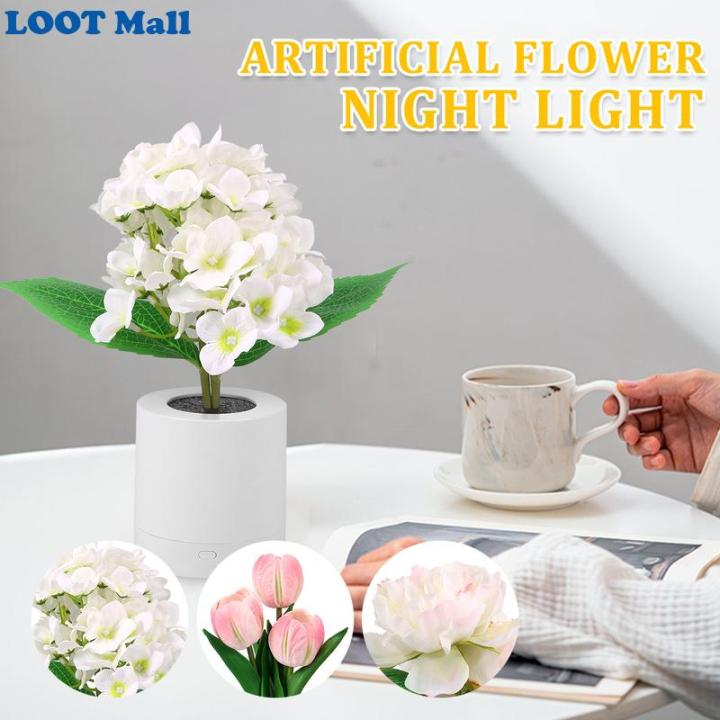 ไฟกลางคืนดอกไม้ประดิษฐ์ช่อดอกไม้ปลอมโคมไฟหัวเตียงไฟ-usb-สำหรับกลางคืนดอกไม้ประดิษฐ์โคมไฟดอกไม้โคมไฟหัวเตียงแบบชาร์จไฟได้สำหรับโต๊ะทำงานในห้องนอน