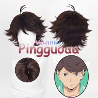 【Manmei】 Anime Haikyuu!! Aoba Johsai Toru Oikawa Tooru Cosplay Wigs Dark Brown Short Wig Heat Resistant Synthetic Hair gjx