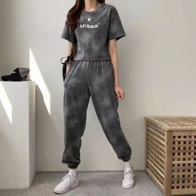 [Spot] casual fashion set womens clothing Korean-style non-mainstream summer temperament sportswear two-piece set for women 2023
