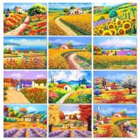 GATYZTORY DIY Oil Painting By Numbers Field Landscape Frameless Pictures By Numbers Acrylic Paint For Home Decoration Diy Gift