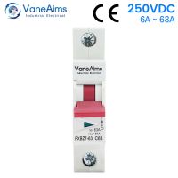 DC 250V 1P Solar Mini Circuit Breaker VaneAims Overload Protection PV Switch 6-63A Din Rail Mount MCB for Photovoltaic System Breakers Load Centers  F