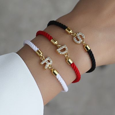 New Fashion Initial Letter Charm Bracelet Women Pave Zirconia A-Z Adjustable Rope Bracelet For Women Jewelry Gift