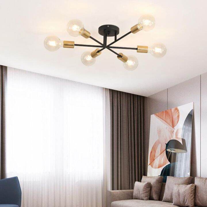 โคมไฟเพดานสีทอง-โคมระย้ารูปทรงเรขาคณิต-ไฟที่ทันสมัย-sputnik-chandelier-brushed-antique-gold-geometric-ceiling-light