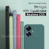 สำหรับ Realme C55 RealmeC55 4G เคสโทรศัพท์ซิลิโคนเหลวสี่เหลี่ยมฝาครอบสีทึบอ่อนขอบตรงเคส TPU เคสกันกระแทกป้องกันการตกหล่น