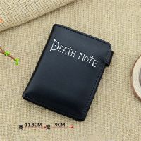 ใหม่2023ใหม่กระเป๋าสตางค์หนัง PU สีดำลายอะนิเมะ Death Note กระเป๋าถือผู้หญิงใส่บัตรและรูปภาพกระเป๋าใส่เหรียญออกแบบสั้นสำหรับเป็นของขวัญคอสเพลย์