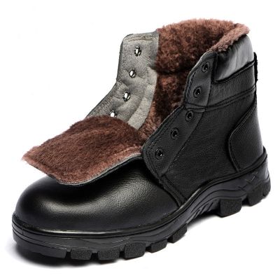 Working Shoes Man Safety Boots Steel Toe Shoes Genuine Leather Winter Boots Men Fashion Cold-proof Tooling Safety Shoes Size 46